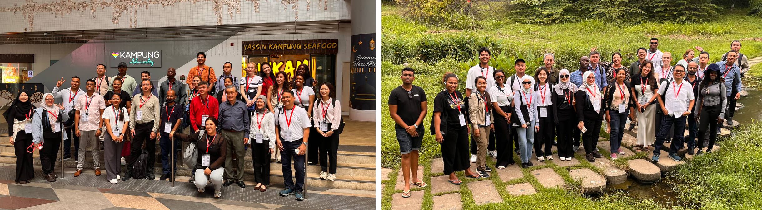 Group Photo of participants at Kampong Admiralty (left) and the Bishan-Ang Mo Kio Park (right).